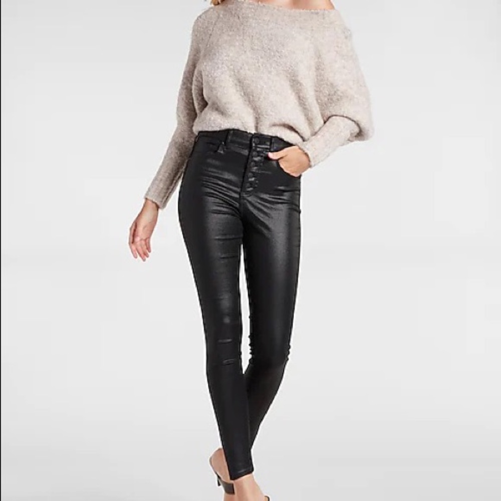 Express Faux  Lather High Waisted Skinny Jeans